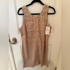 NWT Tommy Bahama Sleeveless Geometric Print Shift Dress - Brown & Cream XL